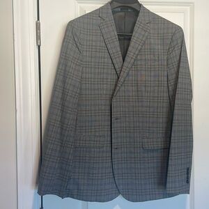 JF J.Ferrar Gray Plaid Slim Fit Suit